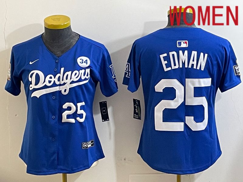 Women Los Angeles Dodgers #25 Edman Blue Game 2024 Nike MLB Jersey style 11212->women mlb jersey->Women Jersey